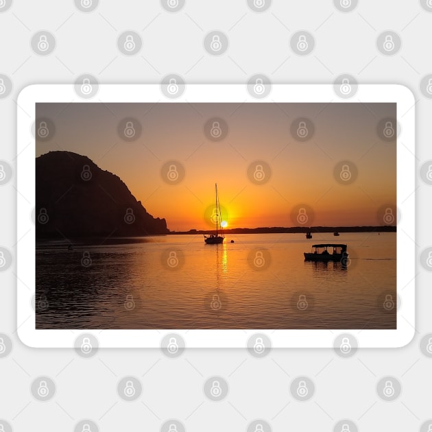 Morro Bay at Sunset Sticker by H. R. Sinclair